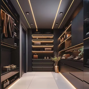 ตู้เสื้อผ้าไม้สไตล์ร่วมสมัยชุดเฟอร์นิเจอร์ห้องนอนปรับแต่งได้สำหรับเดินในตู้เสื้อผ้าห้องเก็บเสื้อคลุม - Product Image 1