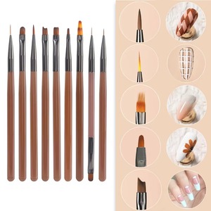 Simple Nail Enhancement <b>Brush</b> Acrylic Handle Painting Drawing Flower Pen Edge Hook Uv Gel Nail <b>Brush</b> Nail Art Tools - Product Image 2