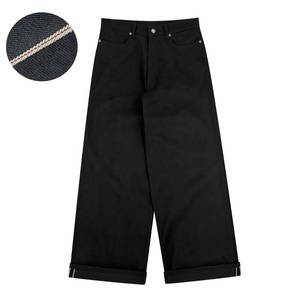 Nhà máy sản xuất quần selvedge, may đo quần jean denim selvedge rộng thùng thình 100% cotton 15.5 oz màu đen tuyền tại Quảng Châu, Trung Quốc - Product Image 1