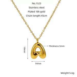 Colliers <span class=keywords><strong>à</strong></span> pendentif <span class=keywords><strong>lettre</strong></span> initiale bulle en acier inoxydable 304/316 plaqué or 18 carats, tendance et personnalisés Q&Y - Product Image 6
