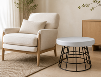 Table basse blanche texturée pour petit appartement, salon, table d'appoint de canapé, table à thé centrale, mobilier moderne et simple pour la maison