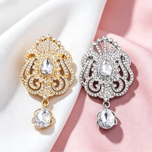 Flower Brooch Luxury Colourful Pearl Drilled Alloy Gold Plated Engagement Party Gift <b>Wedding</b> <b>Accessories</b> High Quality Jewelry - Product Image 1