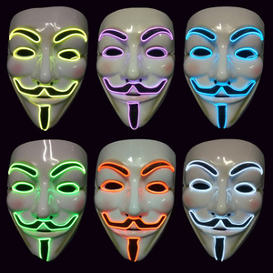 V-mascarilla para disfraz de Vendetta, máscara luminosa de <span class=keywords><strong>Guy</strong></span> Fawkes, de neón, para Halloween - Product Image 5