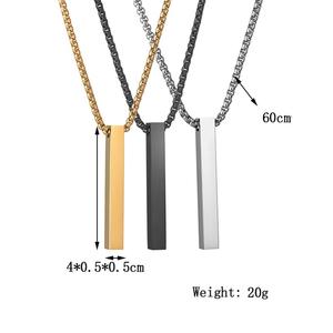 Kalung kustom huruf empat sisi kalung baja tahan karat kalung panjang sederhana dipersonalisasi untuk wanita anak perempuan - Product Image 2