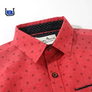 U and B Custom Wholesale Comfortable Fashion Pocket Dot Polyester/Cotton Long Sleeve Printed Casual Shirts for Boys