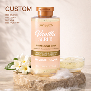 Gel Lavant <span class=keywords><strong>Moussant</strong></span> Exfoliant OEM au Niacinamide, Parfum Fruité (Fraise, Chocolat, <span class=keywords><strong>Vanille</strong></span>, Matcha) - Product Image 3