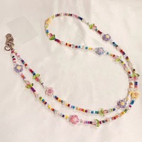 Correa de Muñeca Universal para Mujer con Cadena Larga de Moda, Clip para Teléfono Móvil, Cordón de Cuerda Tejida con Flor de Margarita