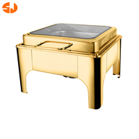 Chauffe-plats de luxe pour traiteur 6L 9L Gold Food Warmer Equipment Chauffe-plats