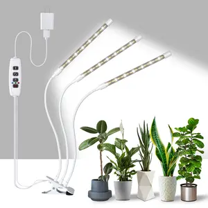 Lâmpada led de 30w branca 10 regulável, 3/9/12h, temporizador, luz para crescimento de plantas, com adaptador, luz amarela e branca, espectro completo, luzes para crescimento
