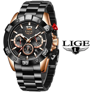 LIGE 10030 Dernières montres de luxe supérieures de bonne qualité à bas prix Multi-Color <span class=keywords><strong>Chic</strong></span> Multifunction Men Quartz Watch Stainless Steel Band - Product Image 3
