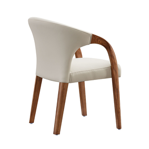 Solid Wood Dining Chair Leather <b>Cushion</b> Curved Backrest Nordic Modern Portable Home Office Wholesale Customizable Restaurants - Product Image 3