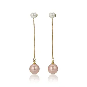 BLE-1269 Xuping Jewelry Elegant fashion shell beads 14K gold pendant eco-friendly copper long earrings