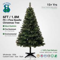 Sapin de Noël Artificiel 180 cm (6 pieds) en PE, Aiguilles de Pin Réalistes, 660 Pointes Vertes pour Décoration Intérieure de Fêtes, Vente en Gros