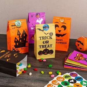 Bolsas de papel para Halloween con fondo cuadrado, diseño de <span class=keywords><strong>Castillo</strong></span> personalizado, comida horneada, regalos de dulces festivos personalizados - Product Image 5