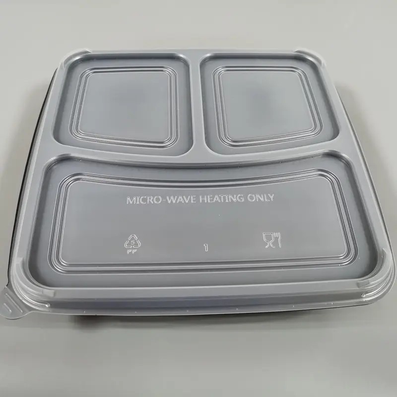 3 compartment Microwave pp plastic degradable food storage disposable take away food container