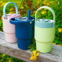 Petit gobelet portable en acier inoxydable 304 Bingba de 14oz avec poignée chaude pour voiture, camping et bureau