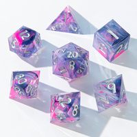 Ensemble de 7 dés DND de couleurs mélangées - Dés en résine à bords tranchants avec boîte en fer pour cadeau de maître de jeu