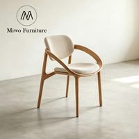 Meubles de salle à manger de luxe modernes, fauteuil d'hôtel nordique, structure en bois massif, revêtement en tissu, siège rond, chaises de restaurant