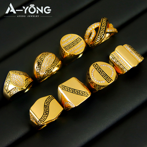 Trực Tuyến Bán Thiết Kế Thời Trang Zircon Nhẫn Bán Buôn Mạ Vàng Sang Trọng Dubai Phong Cách Trang Sức Nhẫn Cho Phụ Nữ Người Đàn Ông - Product Image 1