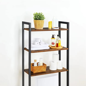 Étagères de salle de bain à trois niveaux en <span class=keywords><strong>bois</strong></span> et fer, design moderne, pour toilettes, meubles de maison peu encombrants, vente en gros Addreen - Product Image 6