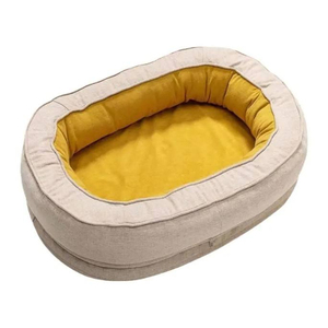 Eco-Friendly All-Season Summer Portable Dog Cat Calming Soft Cozy Couch <b>Bed</b> with Removable Layers Breathable Cotton-Linen Fabric - Product Image 1