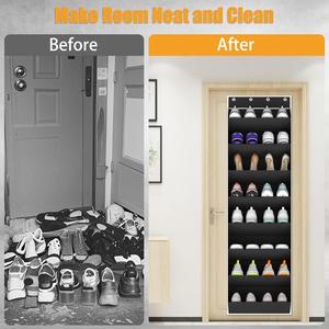 Modern Foldable Over-the-Door <b>Shoe</b> Organizer 20-Pair Hanging <b>Shoe</b> Rack Deep Pocket PVC Material Black/Grey Space Saving - Product Image 3