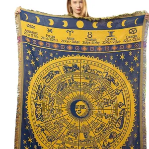 Großhandel Tarot Design Throw Blanket Jacquard Tapisserie Wandbehang Const ellation Woven Custom Tapisserie