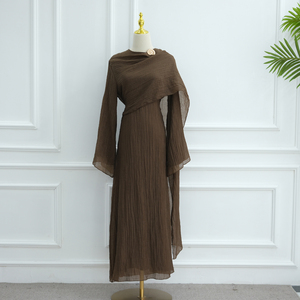 Abito Modesto con Maniche Plissettate e Scialle per Primavera 2025, <span class=keywords><strong>Abbigliamento</strong></span> <span class=keywords><strong>Islamico</strong></span> <span class=keywords><strong>Femminile</strong></span> per Occasioni Casual e Feste - Product Image 5