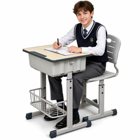 Ensemble de bureau et chaise d'école au design personnalisable, facile à assembler, mobilier scolaire, table et chaise pour étudiants