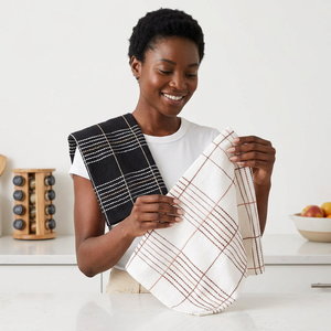 Big Deals Wholesale 100% Cotton Vintage Houses Embroidered Utensils Wiping Water Absorbing Cleaning <b>Washing</b> Kitchen Dish Towels - Product Image 1
