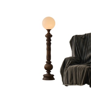 Lámpara de Pie de Estilo Romano Retro Italiano, Color Madera de Nogal, Luz LED, para Sala de Estar, Dormitorio, Lámpara de Noche - Product Image 5