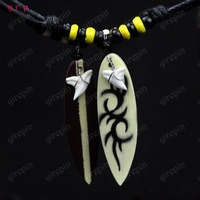 Bijoux hawaïens planche de surf paix Yinyang Tribal Rasta perles colliers collier de dents de requin