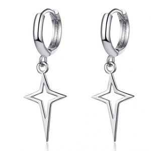 Trendy for Women Classics Cross Hoop With <b>Dangle</b> Fashion Punk Metal Ear Jewelry Drop <b>Earrings</b> Silver Color - Product Image 1