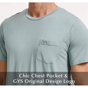 <b>Men's</b> Short Sleeve <b>Pajama</b> <b>Top</b> Soft Bamboo Viscose Crew Neck Casual Sleepwear Wholesale <b>Mens</b> <b>Pajama</b> Shirt - Product Image 3