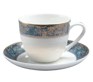 hot sell gold design new bone china ceramic porcelain coffee cup&saucer set