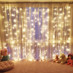 Cortina de Luces <span class=keywords><strong>LED</strong></span> en <span class=keywords><strong>Cascada</strong></span> 3x3, Decoración de Habitación con Efecto Estrellado, para Influencers, Bodas, Iluminación de Piso - Product Image 1