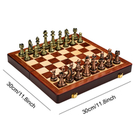 Échiquier pliant en métal de haute qualité avec des pièces en bronze échecs
