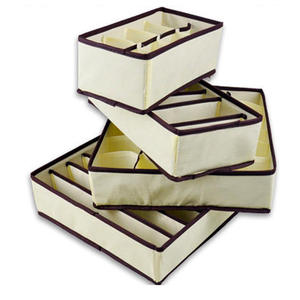 Ensemble de 4 boîtes de rangement en tissu pour la maison, organisateur de sous-vêtements et de vêtements rectangulaires de couleur unie - Product Image 1