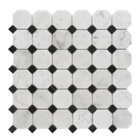 Mosaïque de carreaux en marbre naturel poli, combinaison octogonale et diamantée, pour revêtement mural et sol intérieur