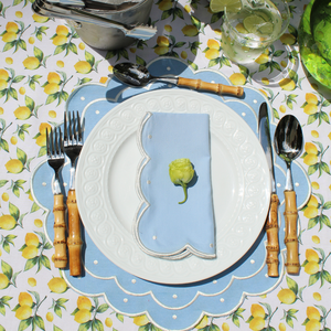 Vente en gros de serviettes de table et sets de table en lin 100% coton décor de nappe à bord festonné pour mariages - Product Image 4