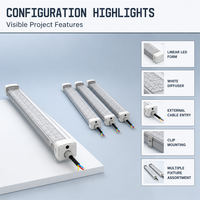 Luminaire LED linéaire SHIZI Tri-proof avec diffuseur blanc, fixation par clip de câble externe, vente en gros industrielle OEM ODM
