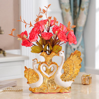 Vase cygne en céramique pour décoration de la maison armoire de salon table cadeau créatif oeuvre en porcelaine