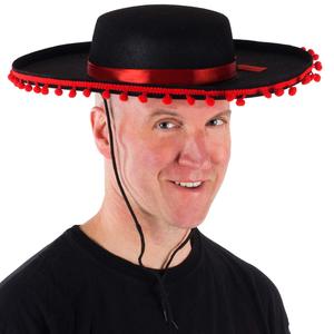 Elegant Festive Canvas Sombrero Party <strong>Hat</strong> Unisex Adults Summer Casual Cross-Border Celebrations Halloween <strong>Red</strong> Ribbon <strong>Top</strong> <strong>Hats</strong> - Product Image 1
