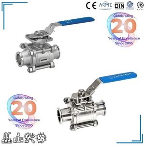 Échantillon GRATUIT de vannes à boisseau sphérique sanitaires 2-1/2 pouces, raccord Tri-clamp/embout de tube, joint en PTFE pour gaz/eau/huile - Product Image 2