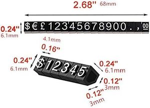 Étiquette personnalisée en plastique pour symboles de devises (JPY, THB, KRW, MYR, PESO, Dollar, Euro, Livre) pour affichage de <span class=keywords><strong>prix</strong></span> de détail sur bijoux et montres - Product Image 2