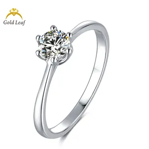 Goldleaf Best Selling Class Design 925 Silver Rings Jewelry 0.5carat GRA Moissanite Solitaire Engagement Ring