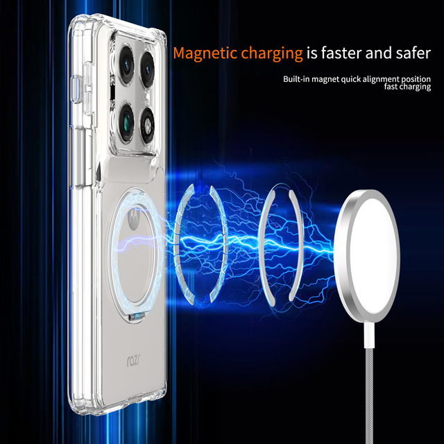 Motorola Razr Fold Left Right Folding Transparent Mobile Phone Case Magnetic Suction 2-in-1 360 Rotating Protective Cover