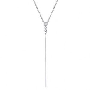Collier chaîne claviculaire minimaliste Dylam Simple Design en argent 925 rhodié plaqué or 18 carats pour femmes - Product Image 1