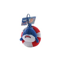 [Été Frais] Porte-clés en peluche courte ultra douce Ocean, avec pendentif petit requin mignon et figurine phoque avec bouée de natation, 12 cm