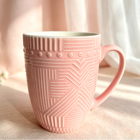 Mug en céramique personnalisé avec logo en relief, tasse à café texturée, motif géométrique, mug à thé pour cadeau promotionnel, design idéal pour offrir